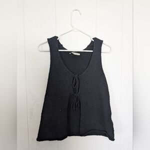 Abercrombie & Fitch Black Knit Tie-Front Tank